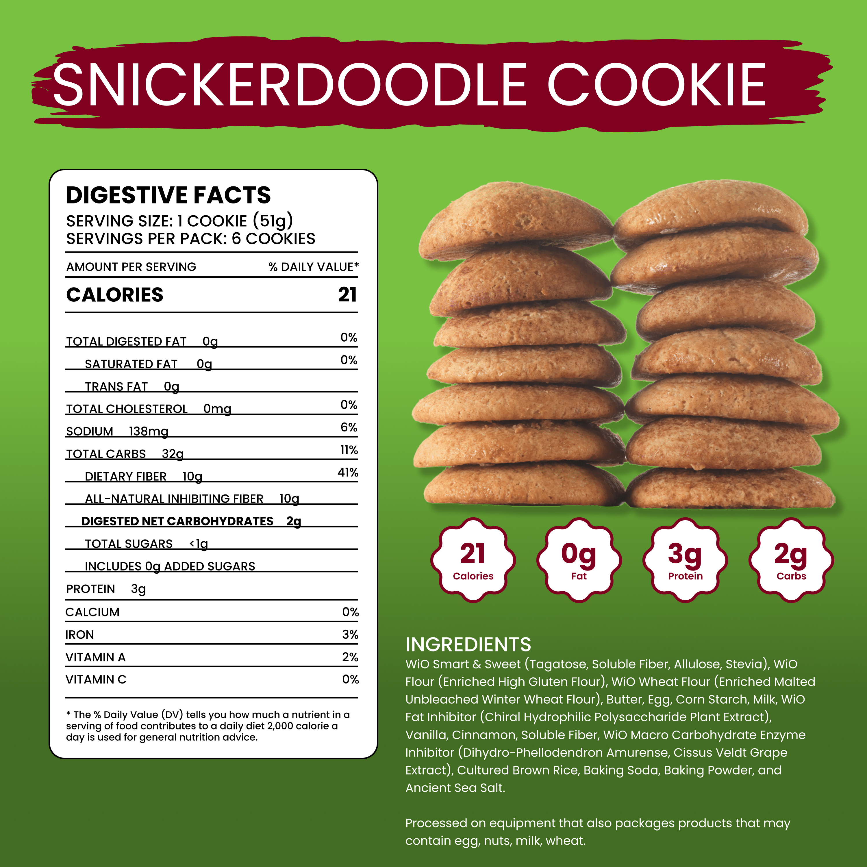 WiO Snickerdoodle Cookies (6 - Pack) - WiO SmartFoods