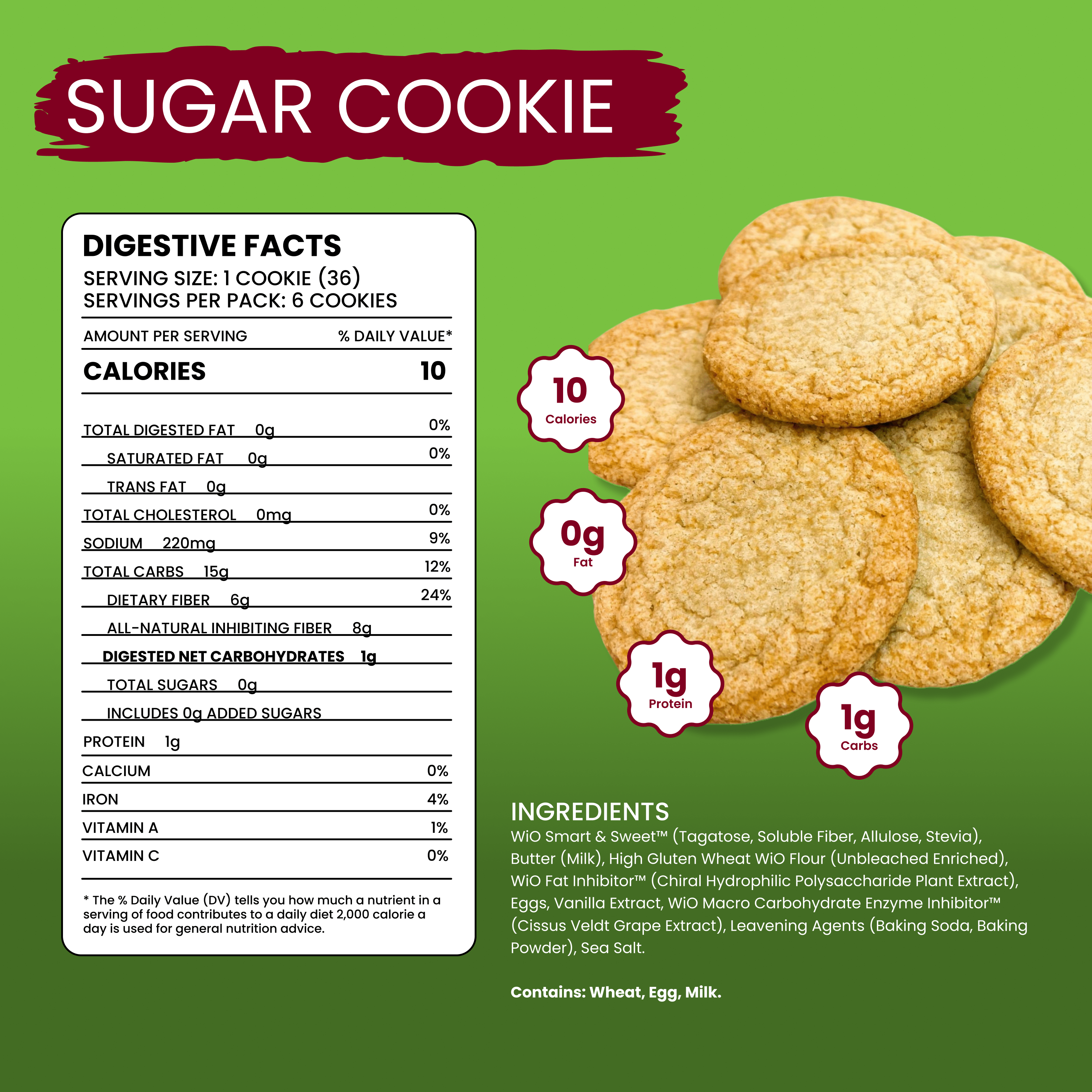 WiO Sugar Cookies (6-Pack) - WiO SmartFoods