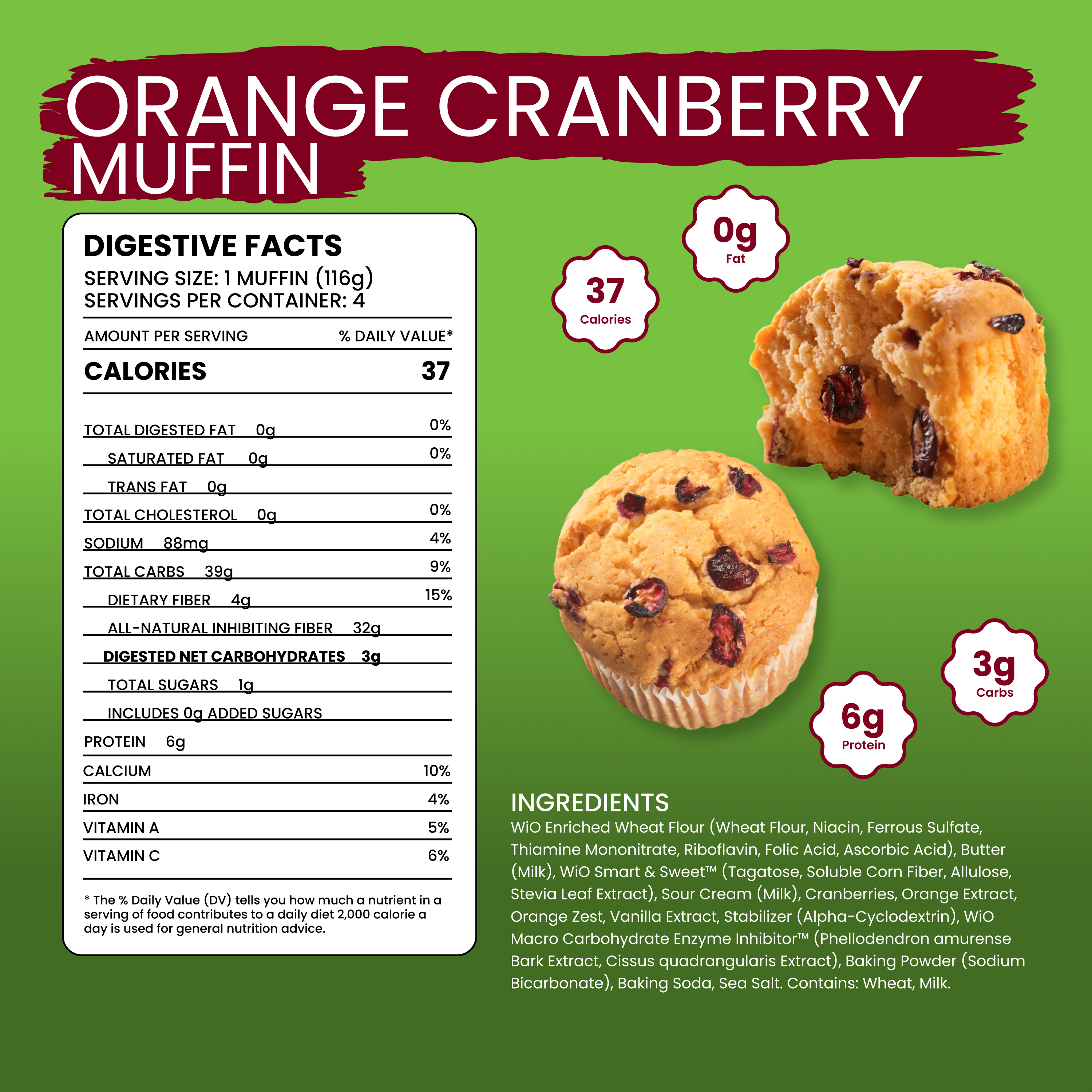 WiO Orange Cranberry Muffins (4-Pack)