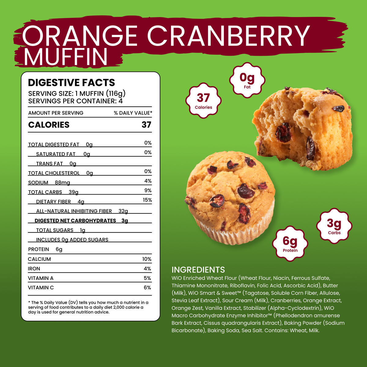 WiO Orange Cranberry Muffins (4-Pack)