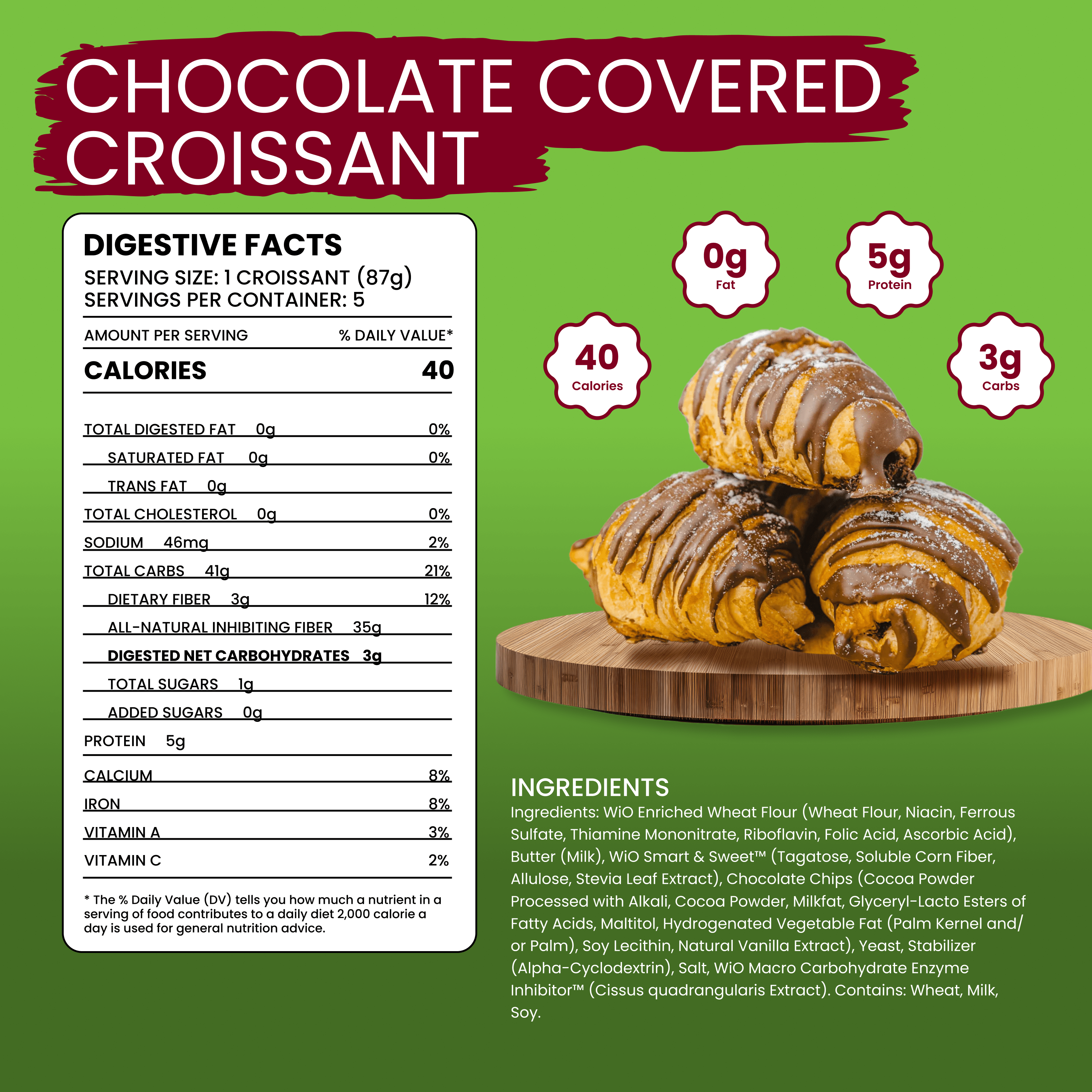 WiO Chocolate Covered Croissants (5-Pack) - WiO SmartFoods