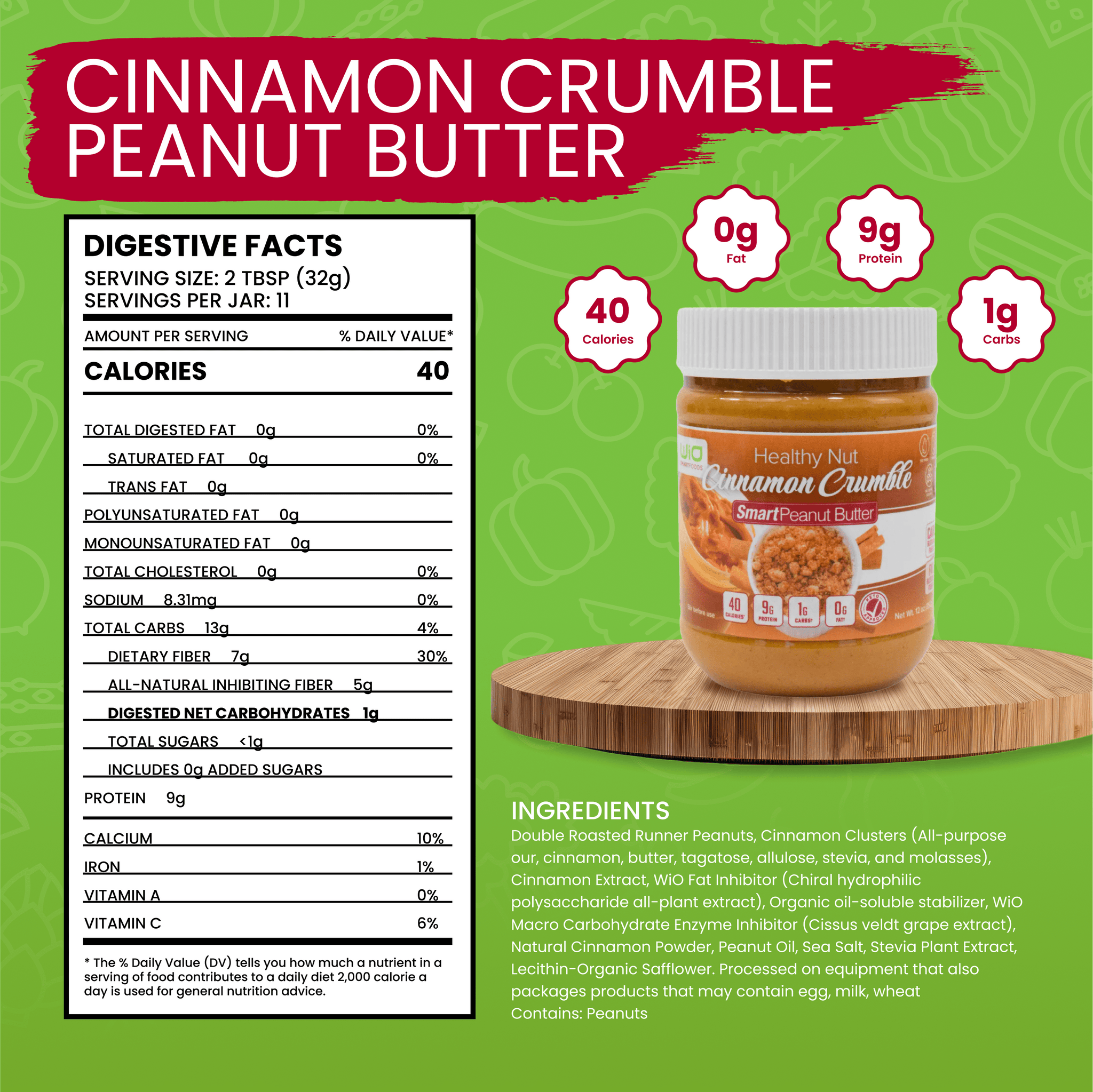 WiO Cinnamon Crumble Peanut Butter - WiO SmartFoods