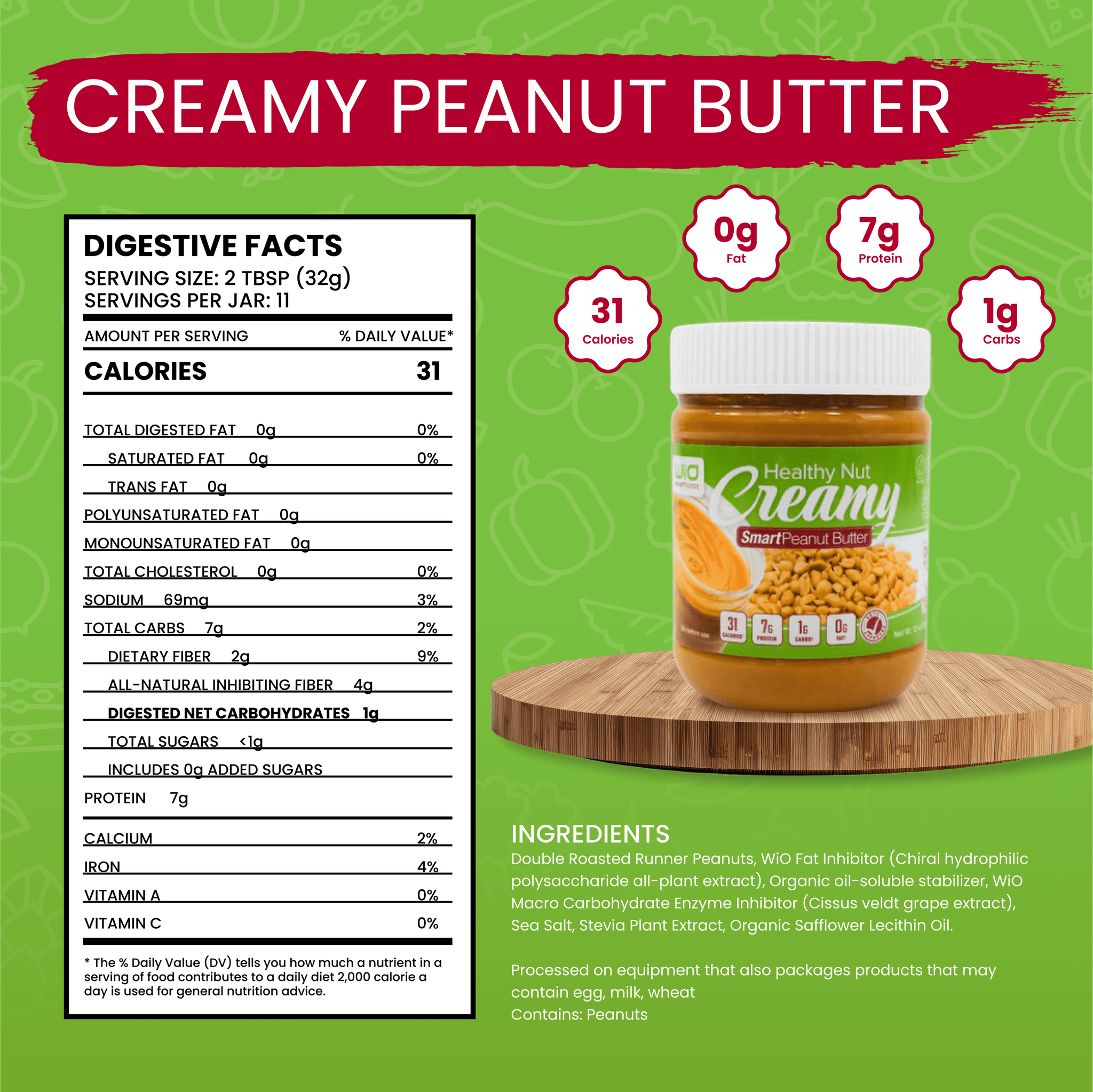 WiO Creamy Peanut Butter - WiO SmartFoods