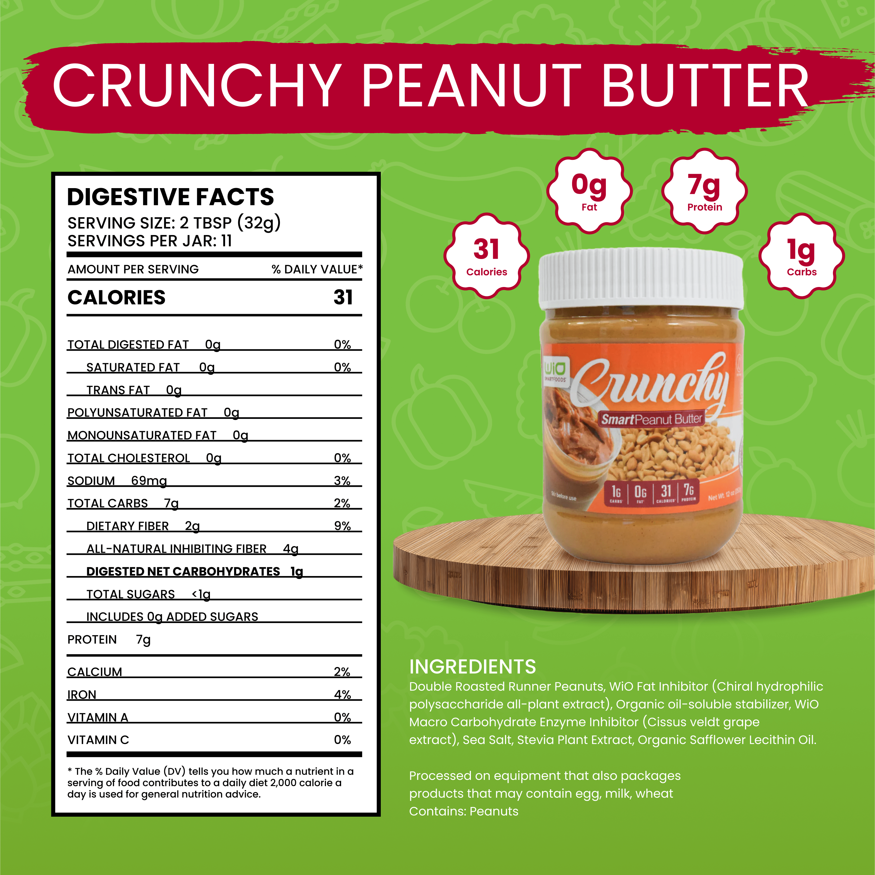 WiO Crunchy Peanut Butter - WiO SmartFoods
