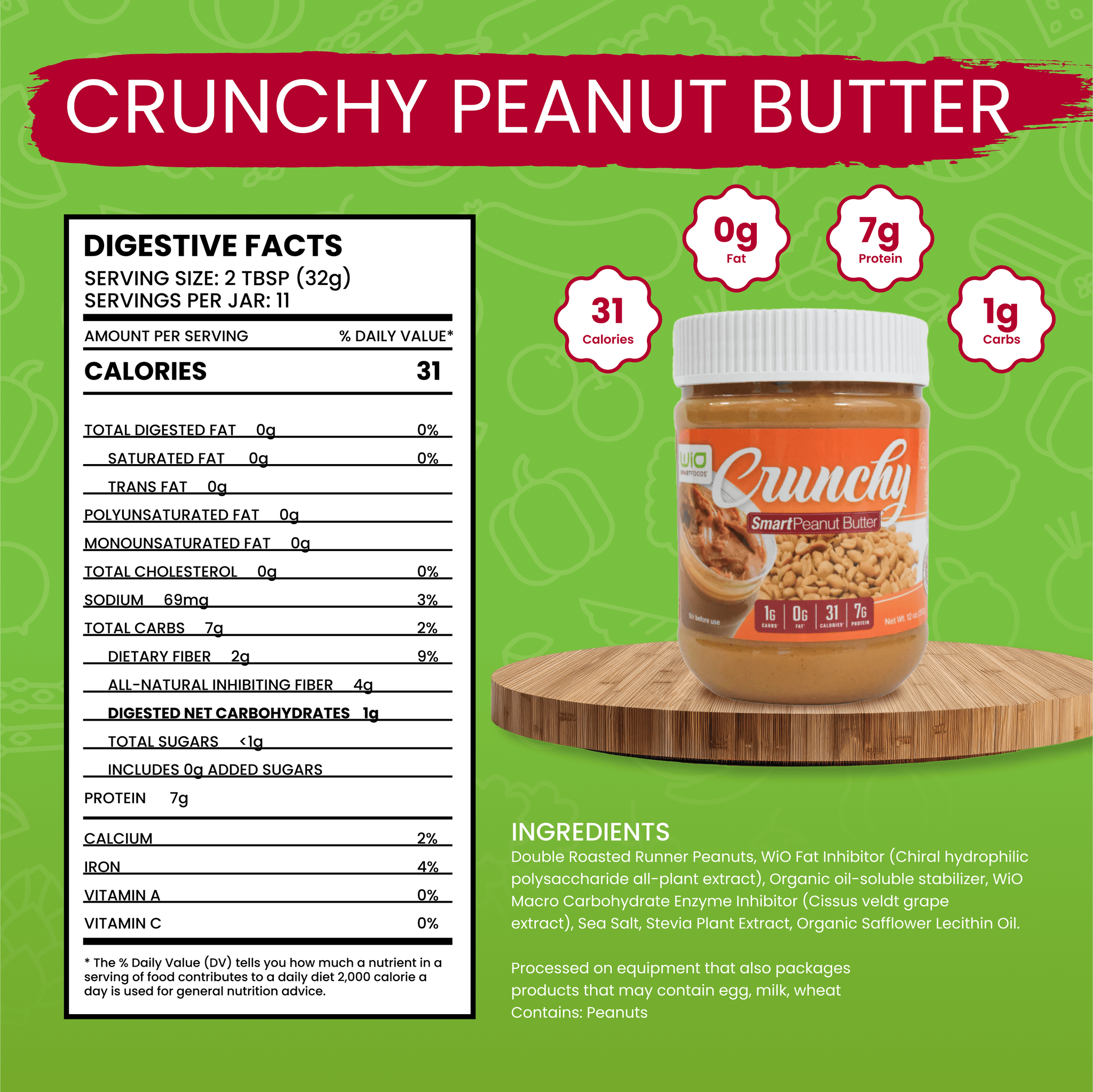 WiO Crunchy Peanut Butter - WiO SmartFoods