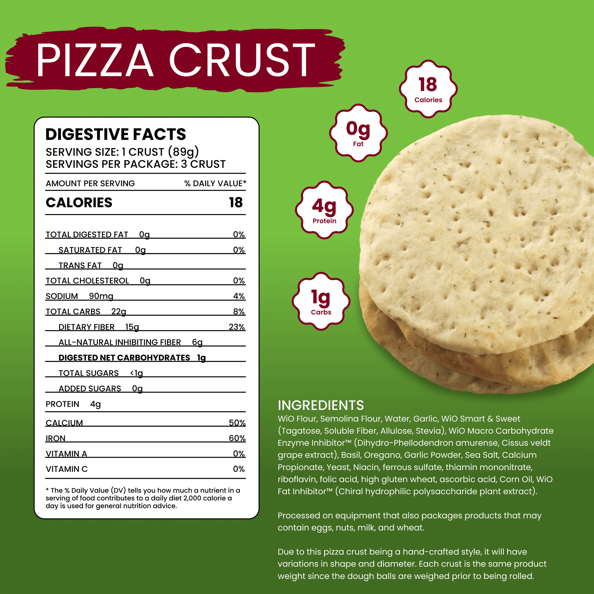 WiO Pizza Crust (3 - Pack) - WiO SmartFoods