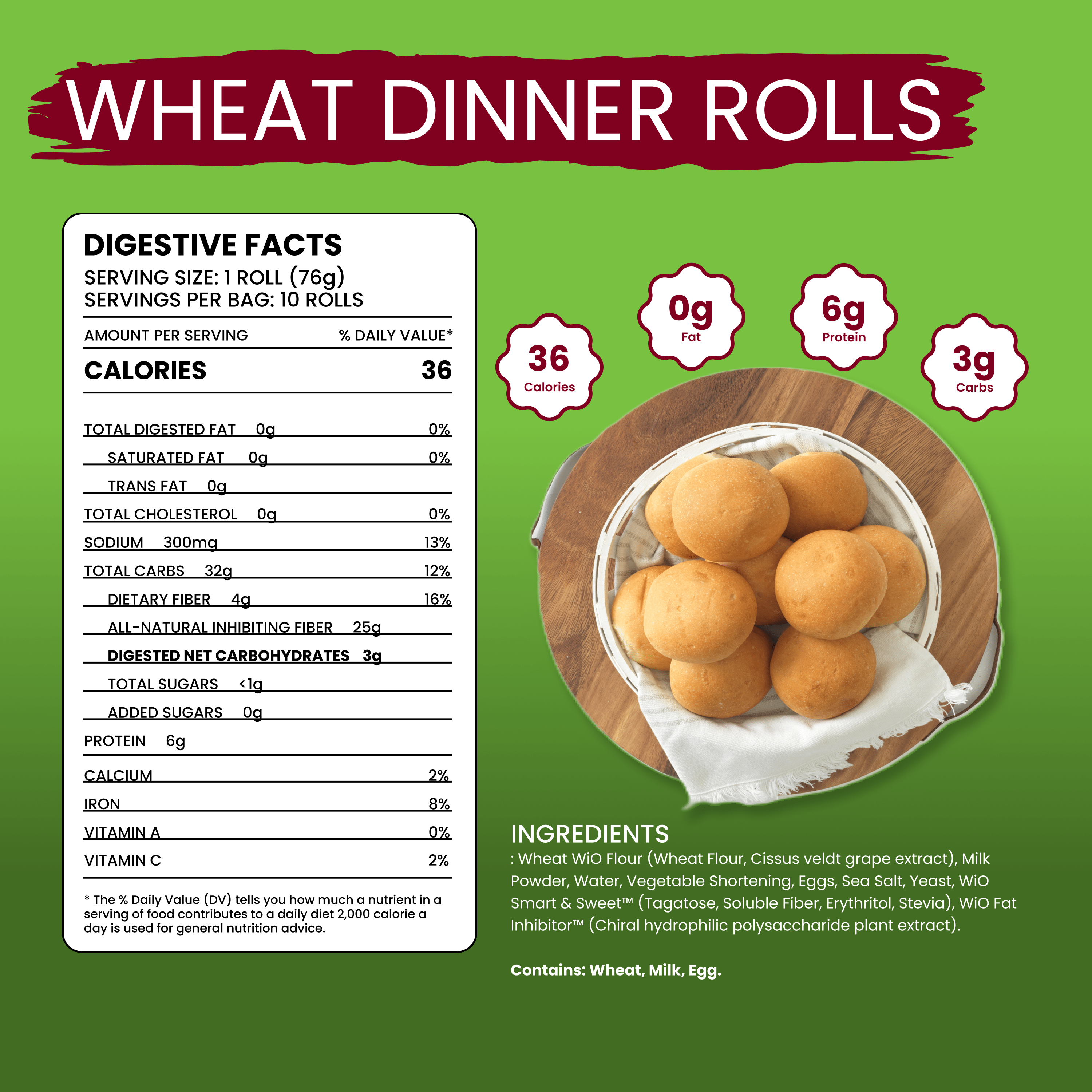 WiO Wheat Dinner Rolls - WiO SmartFoods