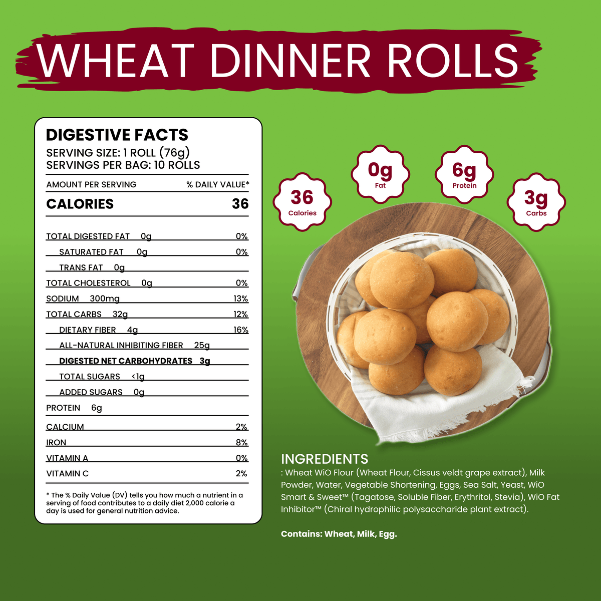 WiO Wheat Dinner Rolls - WiO SmartFoods