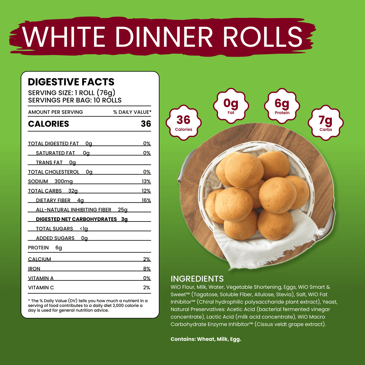 WiO White Dinner Rolls - WiO SmartFoods